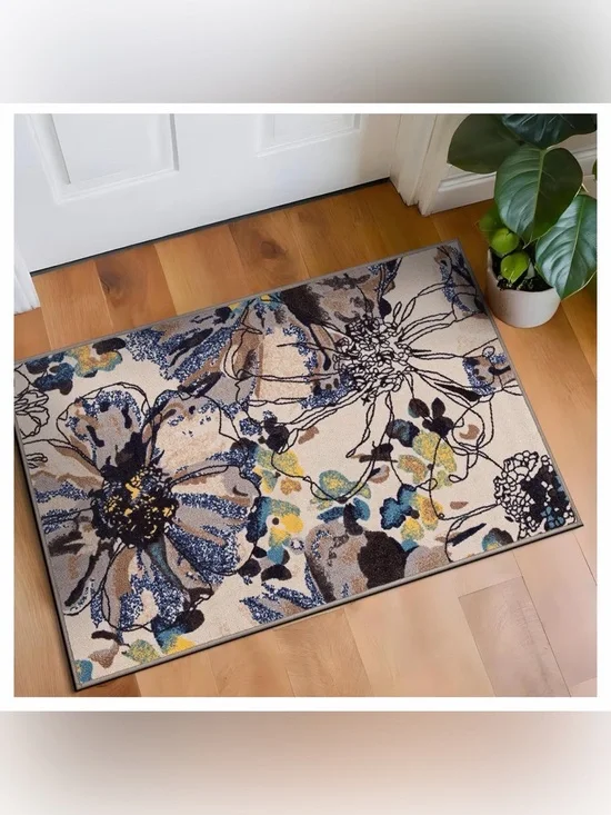 Floral Non-Skid Door Mat/Area Rug (NEW)