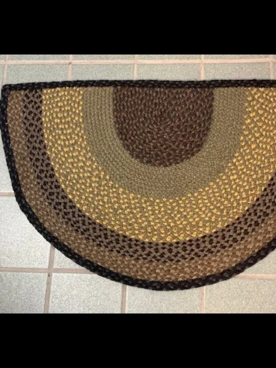 Black, Charcoal, Golden Brown Braided 24 x 39 Rug Slice