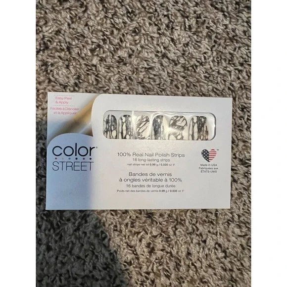 Color Street Mystic Marble Nail Polish Strips Grey White FDF278 16 Count NEW