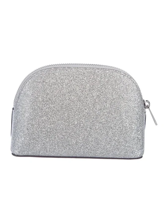 Lancome Silver Glitter Cosmetic Bag Makeup Pouch Travel Toiletry Case 8x5.5