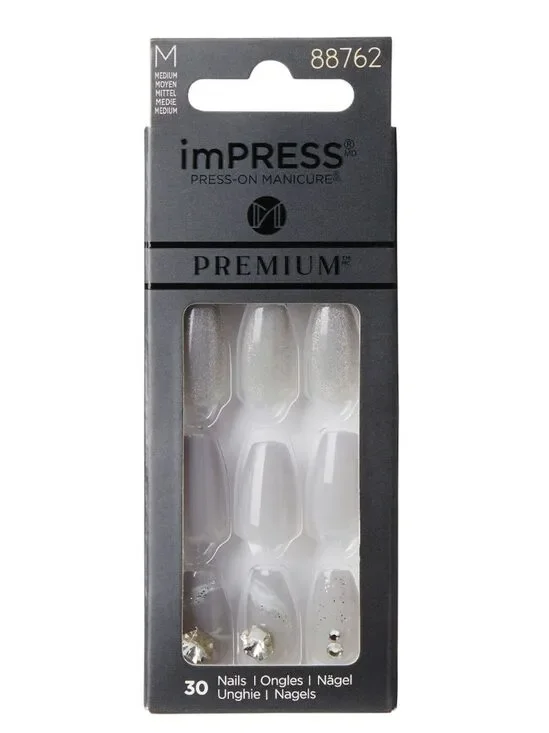 imPRESS Gray Glitter & Crystal Press-On Nails