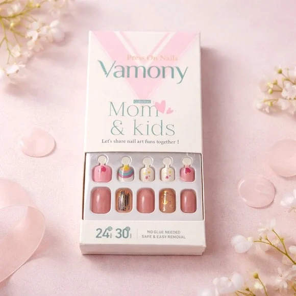 NEW Vamony Press On‎ Nails Mom & Kids 24 Nails For Kids And 30 Nails For Mom