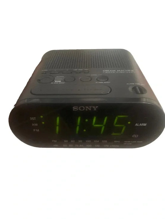Sony Black Clock Radio with Green LED Display