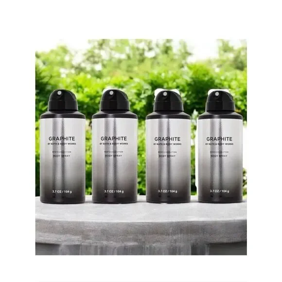 Bath & Body Works Set of 4 Graphite Men’s Collection Bergamot Woods Body Spray