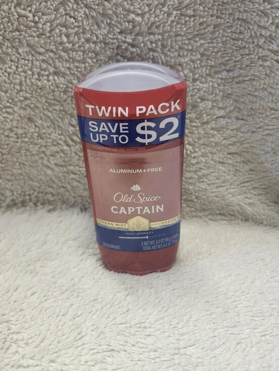 • New Old Spice Captain Twin Pack Ocean Mist Deodorant 24/7 Signature Scent