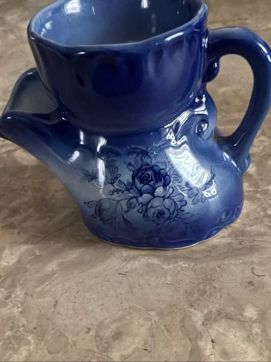 Vintage Blue Floral Ceramic Shaving Mug