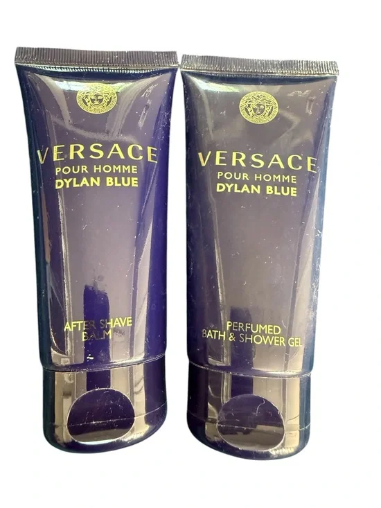 Versace Dylan Blue After Shave Balm & Shower Gel - Navy with Gold Accents