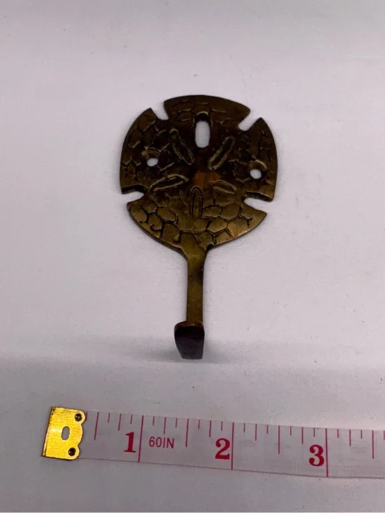 Vintage Brass Sand Dollar Wall Hook Coastal Nautical Beach Decor