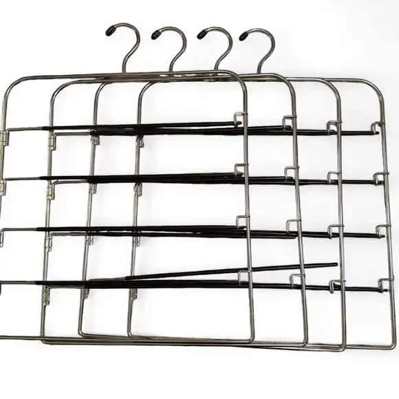 Set of 4 Stainless Steel 5-Tier Space Saving Pant Hangers