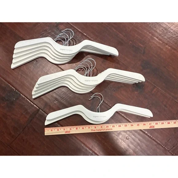 Higher Hangers Space Saving Slim Wooden Hangers White Set of 12