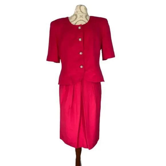 Christian Dior Vintage Business Career Office Work Minimalist Pink Suit Size‎ 8