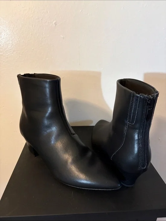 Clarks Black Leather Pointed Ankle Booties