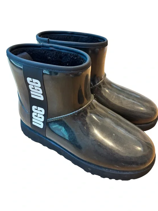 UGG Rain Boots Women’s Short Black Sherpa Lined Size 8