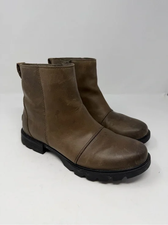 Sorel Leather Emelie Zip Waterproof Lugged Ankle Boots Women’s Size 8