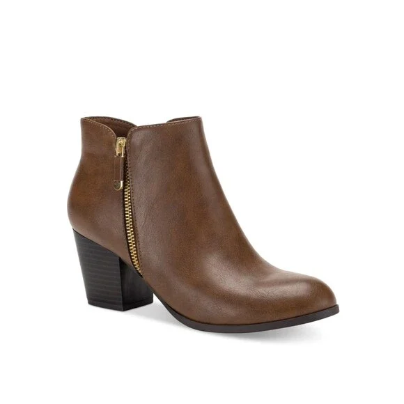Style Co Womens 9.5 M Cognac Brown Masrinaa Zip Up Ankle Boot DISPLAY RJ8