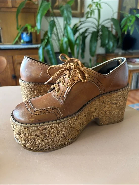 Vintage 1970s platform cork Oxford