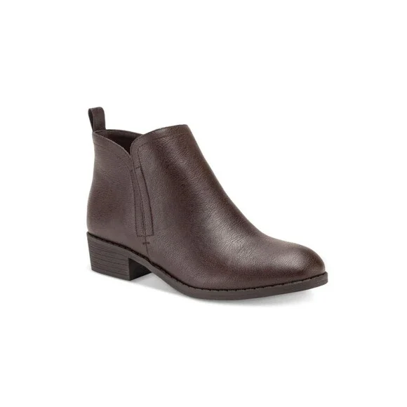 Sun Stone Womens 12 M Brown Faux Leather Cadee Ankle Booties DISPLAY RI7
