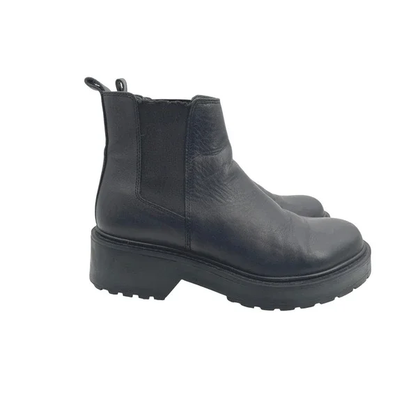 Steve Madden Tyclone Boot Women 8 Black Leather Chelsea Lug Platform Grunge Y2K