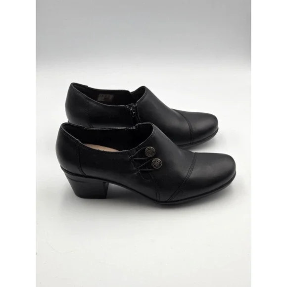 Clarks Collection Leather Booties Emslie Warren Black Wms 8.5 Classic