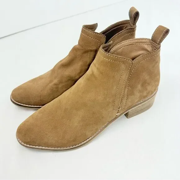 Dolce Vita TESSEY Khaki Suede Leather Stretch Slit Side Low Heel Ankle Boots