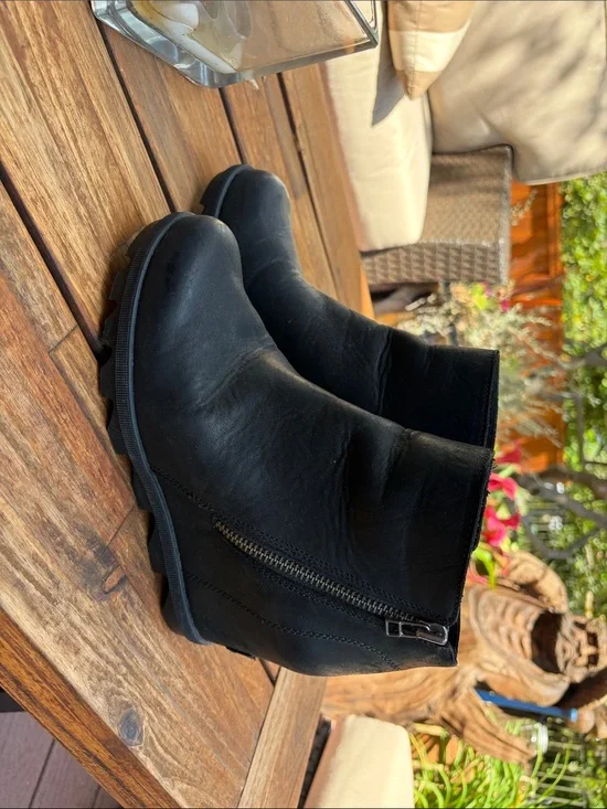 Black Leather Side-Zip Ankle Boots