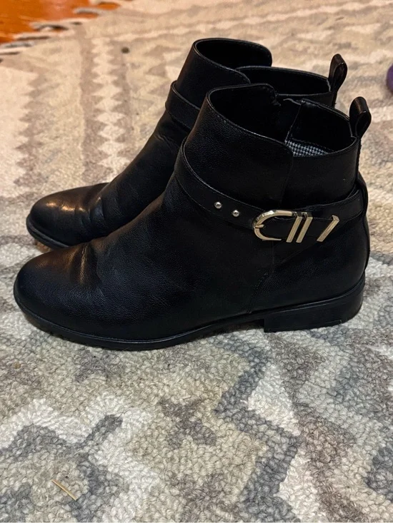 Women’s Black Ankle Boots with Decorative Buckle
