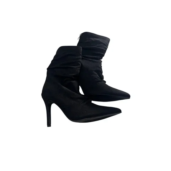 Journee‎ Collection Markie Black Suede Stiletto Booties Womens Sz 10 NWB Elegant