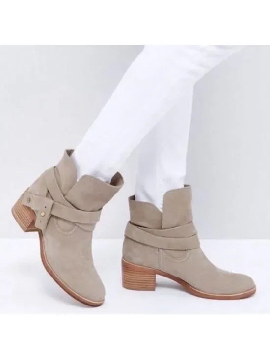 UGG 7.5 Elora Sahara Suede Ankle Block Heel Boots