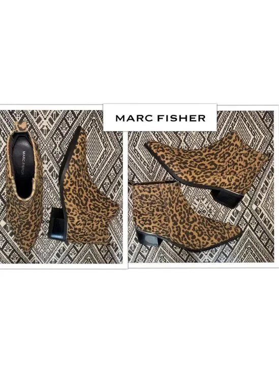 Marc Fisher Missir Pointed Toe Suede Leopard Print Chelsea Boot- US 8.5 like NEW
