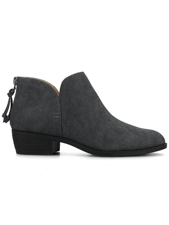 Journee Collection Gray Suede-Look Ankle Booties