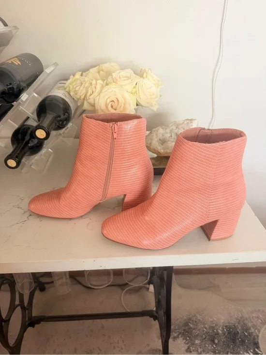 Chinese Laundry Coral Pink Textured Ankle Booties
