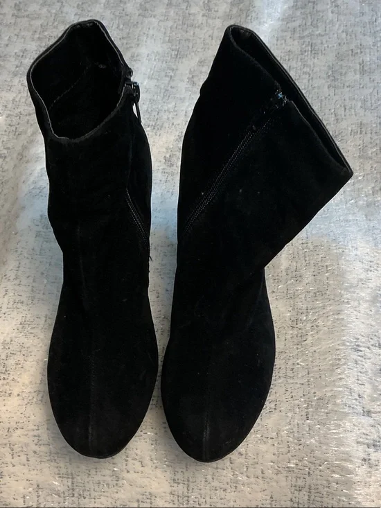 Women’s Black Suede Like Ankle Booties with Side Zip