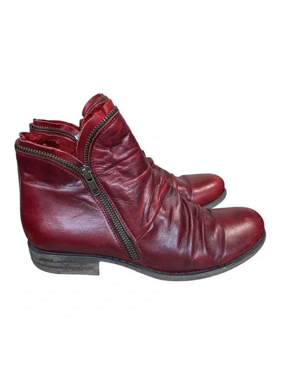 Miz Mooz Luna Red Leather Ankle Boots Size 9