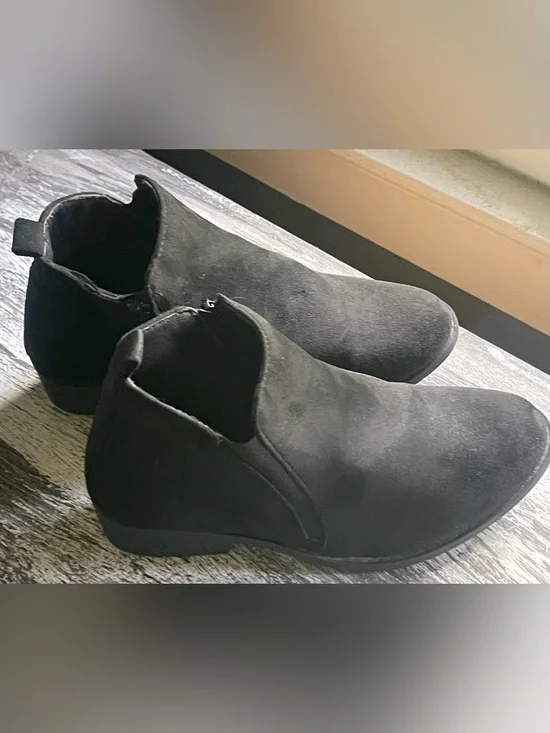 Women’s Black Suede Ankle Booties — Classic Slip-On Style