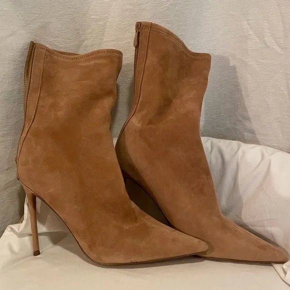 Steve Madden Camel Suede Pointed Toe Stiletto Ankle Boots