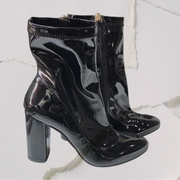 Sam Edelman Glossy Black Ankle Boots