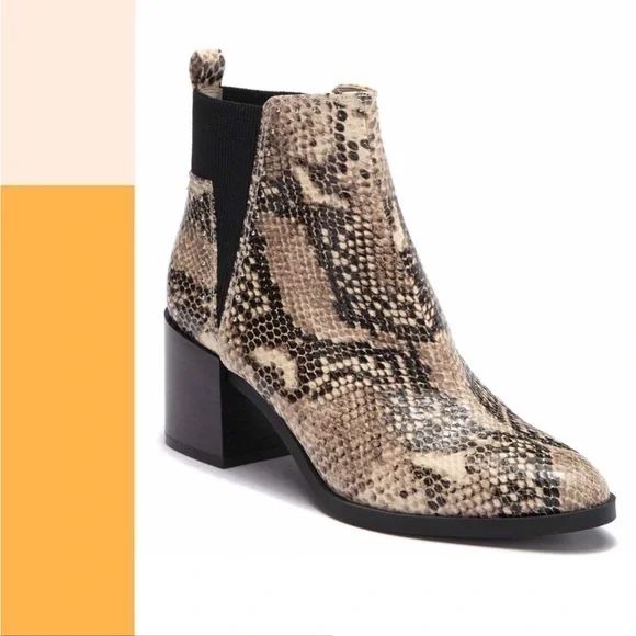 Nine West Beige Snakeskin Ankle Boots