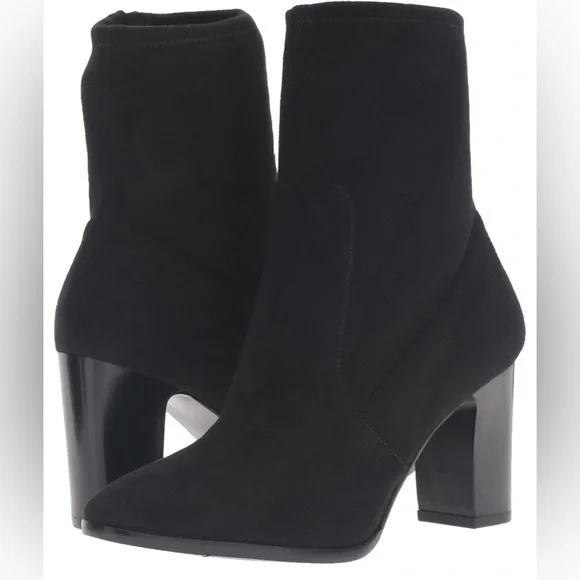 Black ankle suede black heel boots