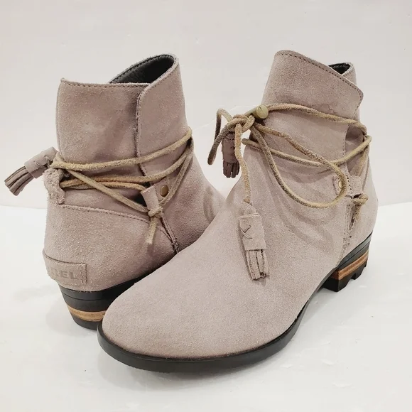 Sorel Farah Gray Suede Ankle Boots