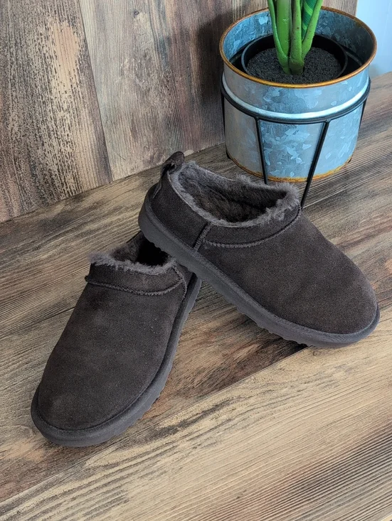 UGG 1173891 Brown Classic Micro Slip On Ankle Booties Boots                540A