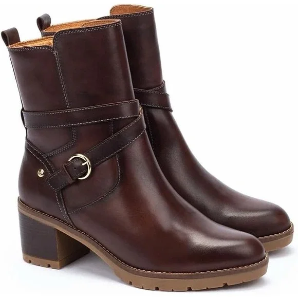 NWT Pikolinos Llanes W7H-8507 Caoba Brown Ankle Boots Size 39 US 9
