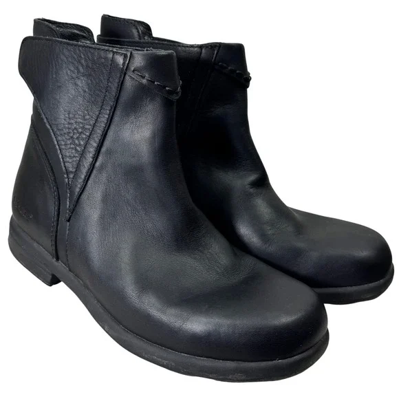 L.L. Bean‎ Ankle Boots Womens 7 Black Leather Side Zip Low Heel 0BPG504 Classic
