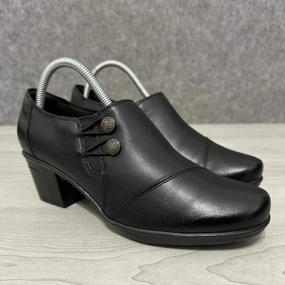 Clarks Collection Emslie‎ Warren Women's Sz 9 Black Leather Ankle Booties Shoes