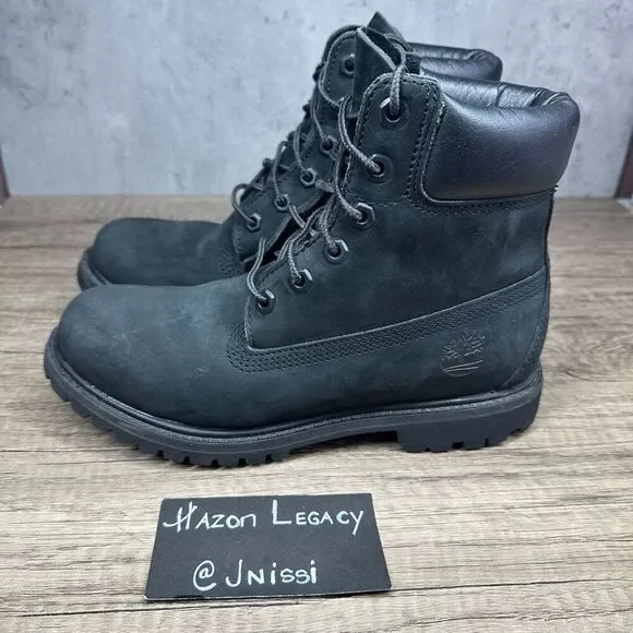 Timberland~Women's~Black Waterproof Nubuck 6” Premium(8658A)‎ Boots~Size 7