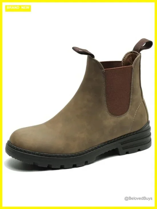 Faux Leather Waterproof Chelsea Hiking Boots Slip-On Women's