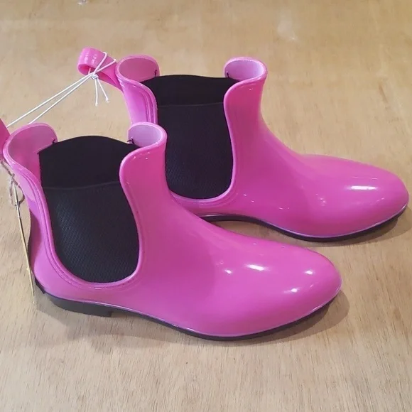 SEVEN7 Womens Dover Pink Ankle Pull On Wellies Rain Boots Shoes NWT