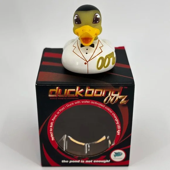 Locomocean Duck Bond 007 Rubber Duck White Gold LED Glow Bath Toy