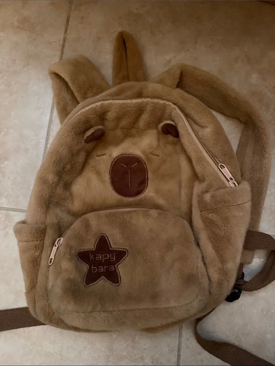 Kids Plush capybara  Backpack - Brown