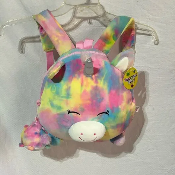 Smoochy Pals plush rainbow unicorn plush back back adjustable straps soft nwt