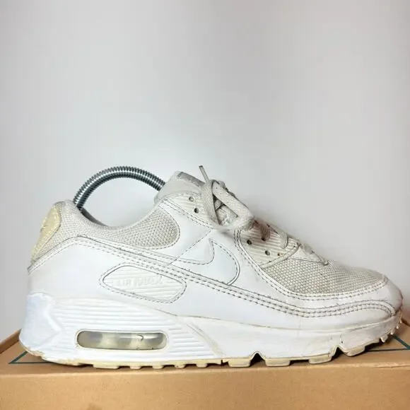 Nike Air Max 90 Recraft Womens Size 9.5 Triple White Chunky Casual Sneakers